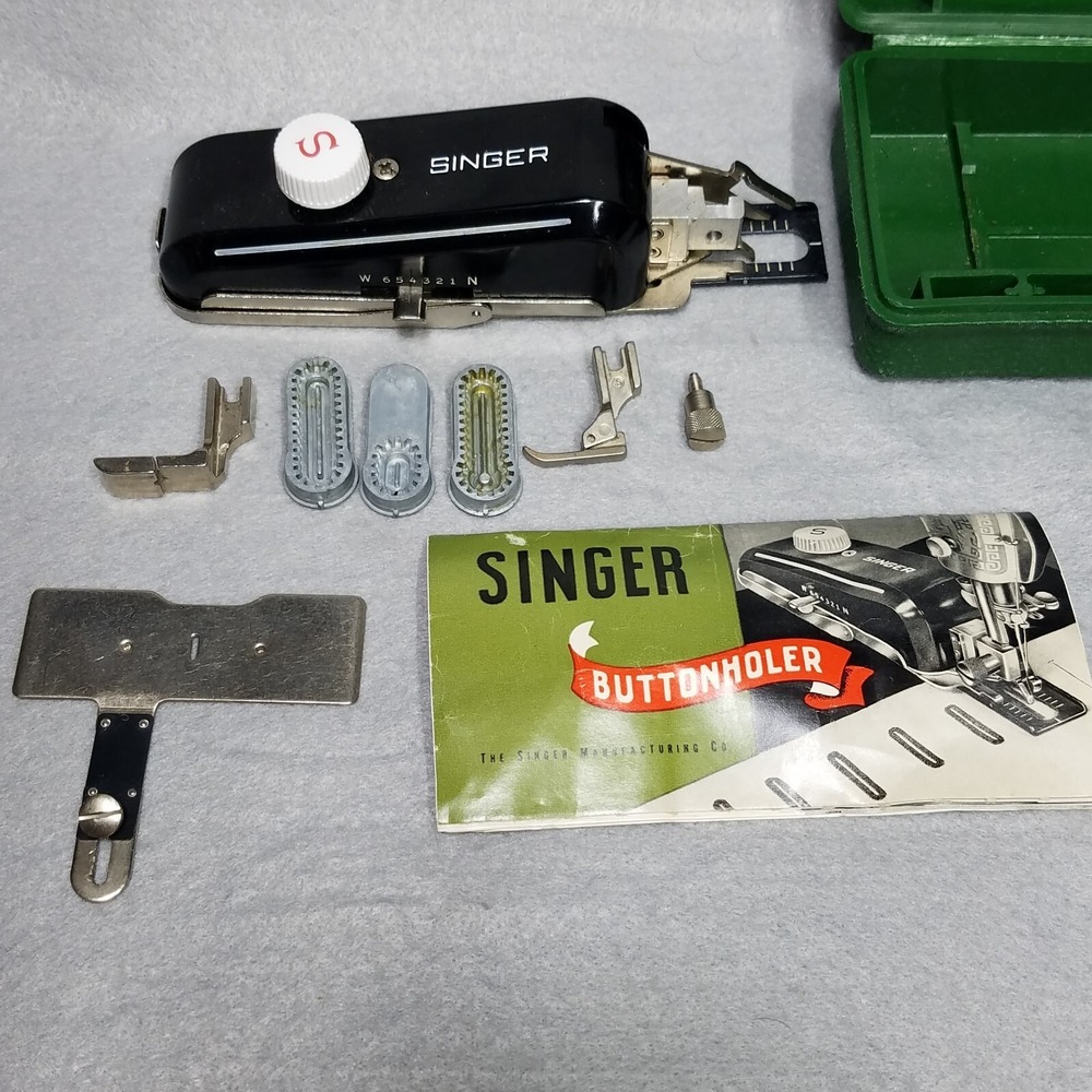 Vintage Singer Buttonholer Attachment 160506 with Case Templates and Manual